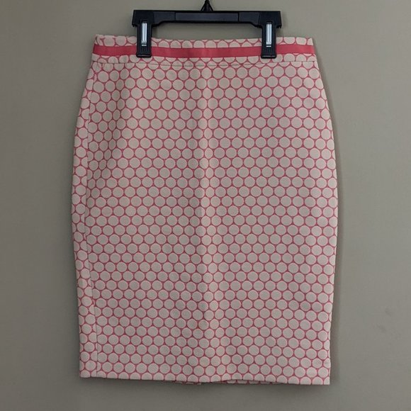 Boden Pencil Skirt, Salmon Pink and Cream Polka Dot, Size 6 - Picture 1 of 7